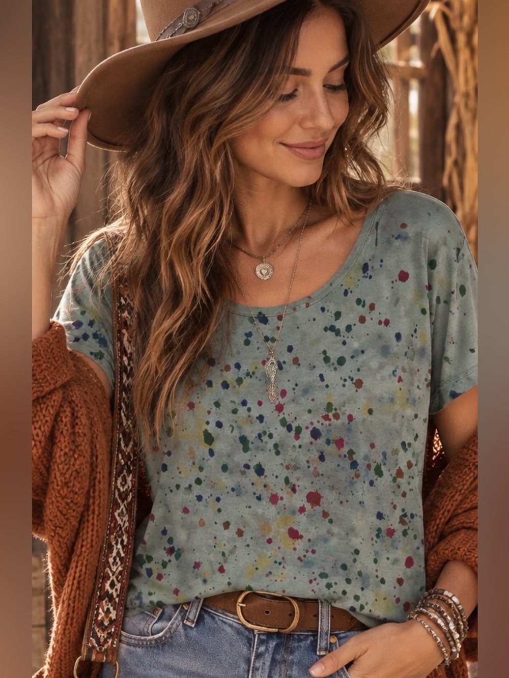 Altar Houseline USA Made Sustainable Ethical Top Watercolor | Size XS NWT